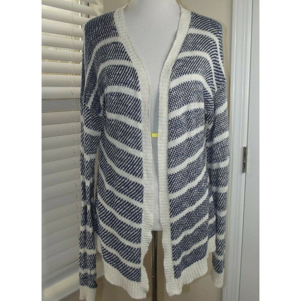 ABSOLUTELY Creative Worldwide OPEN Draped CARDIGAN Blue/White Stripe Size XL
